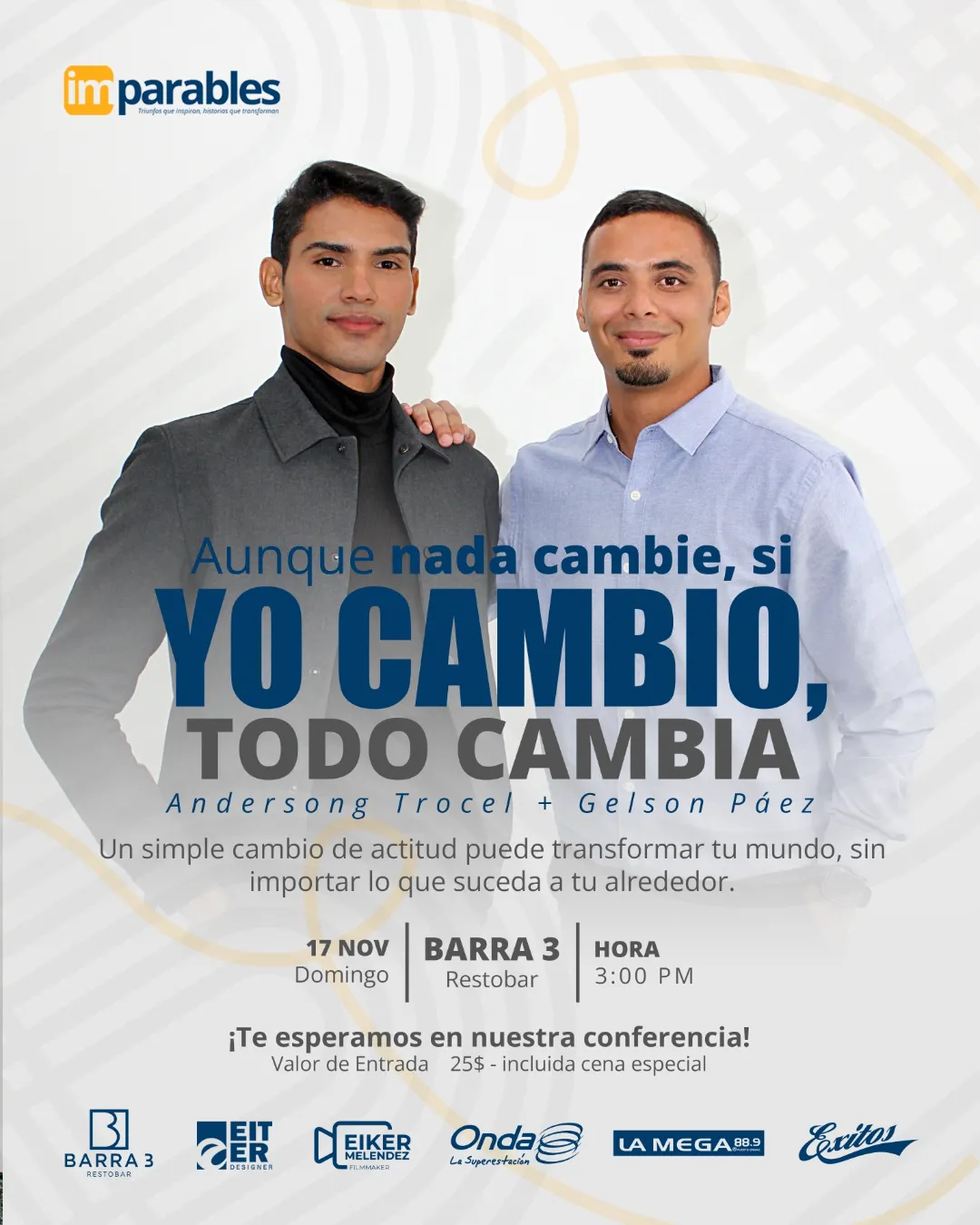 Flyer Conferencias Imparables — Andersong Trocel y Gelson Páez